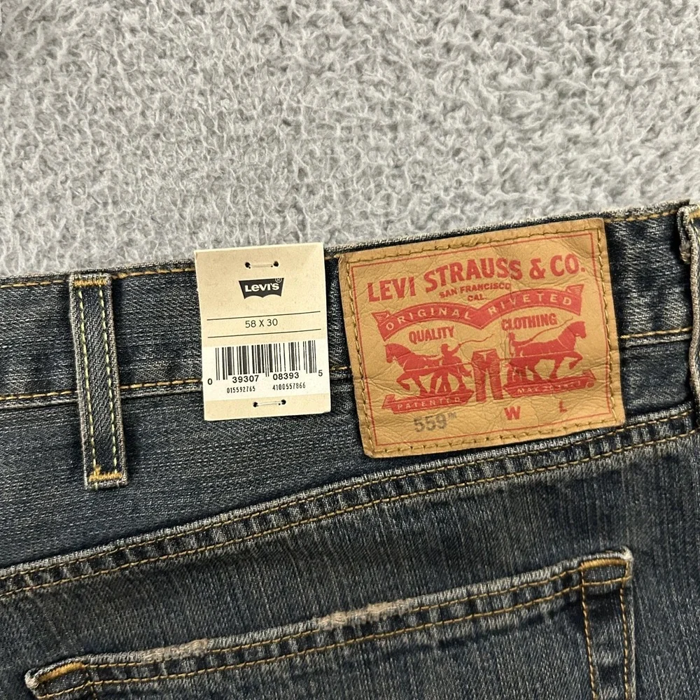 Levis Jeans Mens 58x30 Blue Denim 559 Relaxed Straight American Medium Wash Work